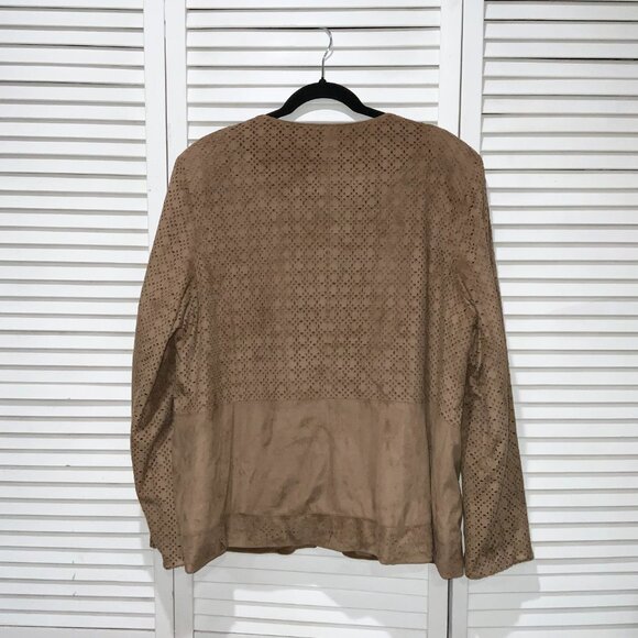 JM Collection Tan Faux Suede Cutout Jacket - Picture 3 of 4